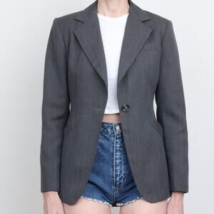 Vintage Charcoal Wool Fitted Blazer S